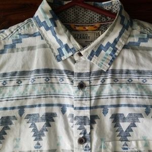 FreePlanet Native Print Men's Dress Shirt Size Med